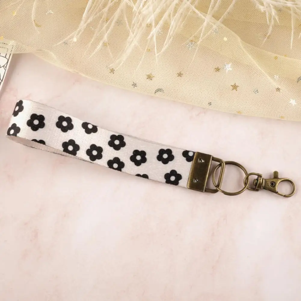 Versatile Keychain Pendant Plaid Print Faux Leather Wristlet Keychain Bracelet Quick-release Spring Ring Key Holder Stylish