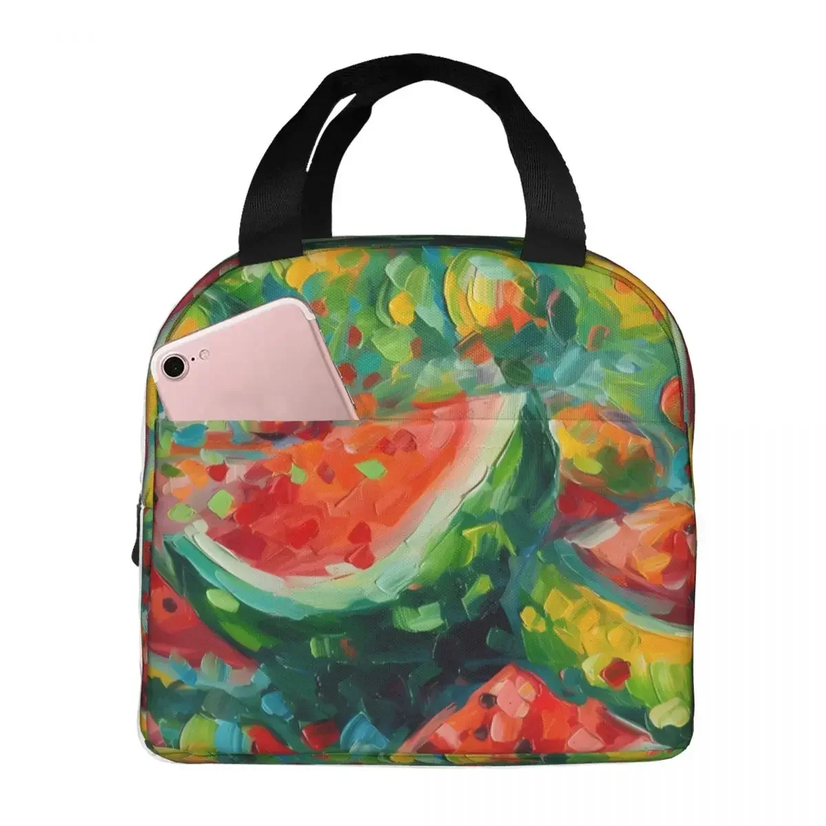 

Oil Painting Portable Lunch Bag Fruit Watermelon Ice Cooler Pack Insulation Picnic Food Storage Bags