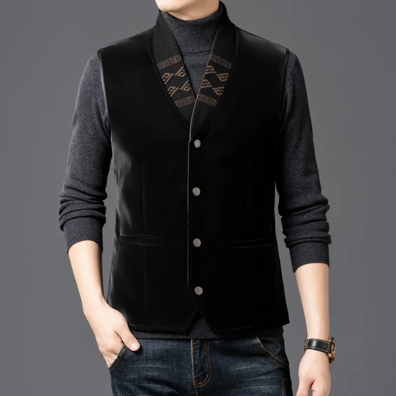 

Легкий повседневный мужской пуховый жилет для активного отдыха, весна-осень, модный городской стиль, V-образный вырез, укороченный, на одной пуговице