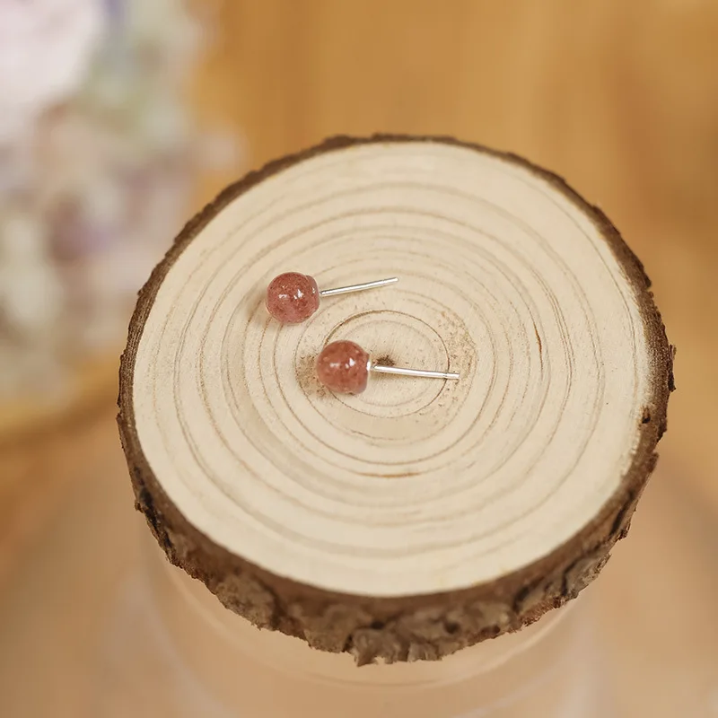 

Buyee 925 Sterling Silver Female Stud Earring 7mm Natural Strawberry Simple Bead Earring for Women Fashion Fine Jewelry Earring