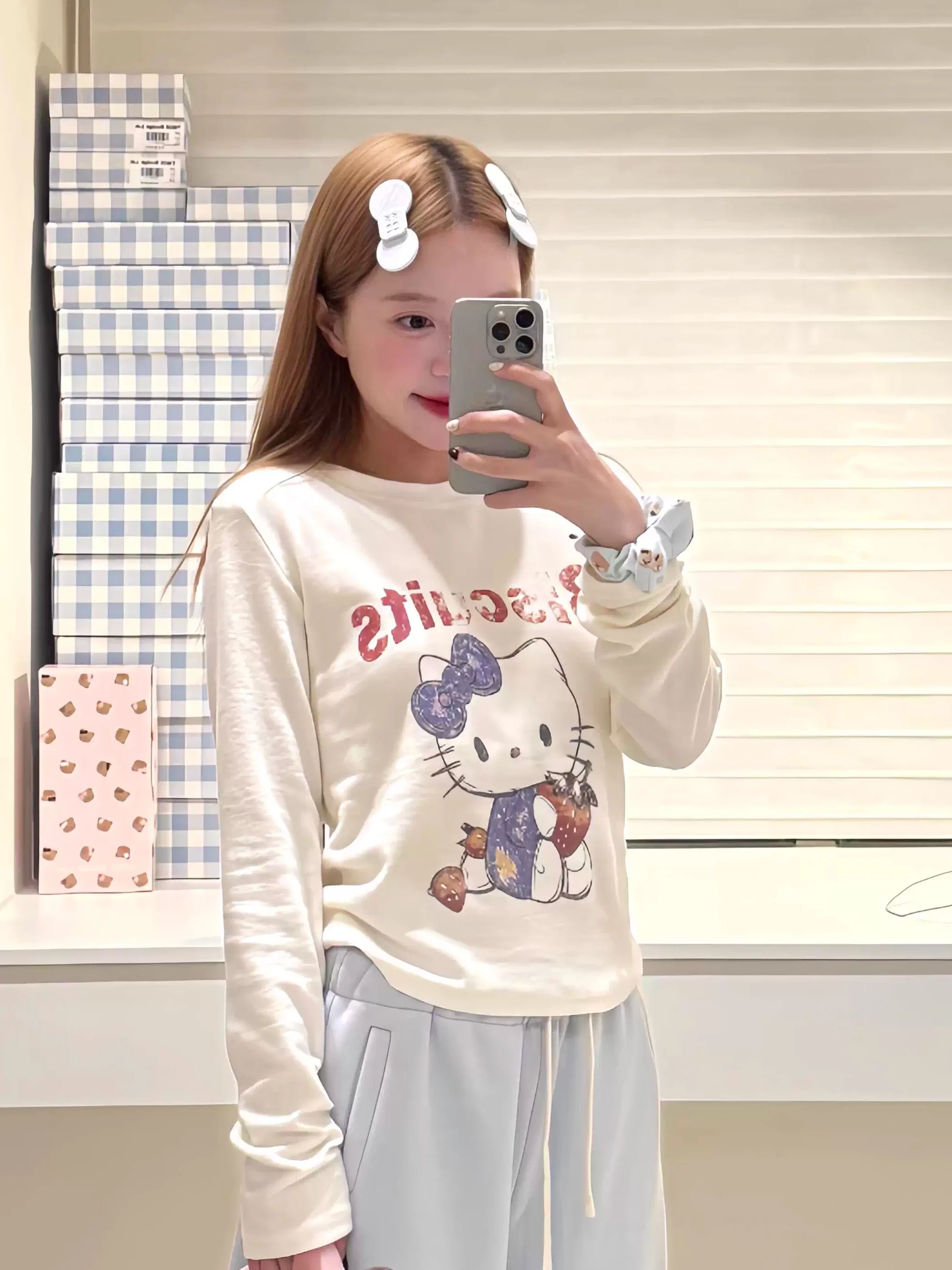 Comfortable Pure Cotton Long Sve T-irt Dongjin Stberry Kit Cartoon Print Slimming Base Layer Soft Breathable Women'...