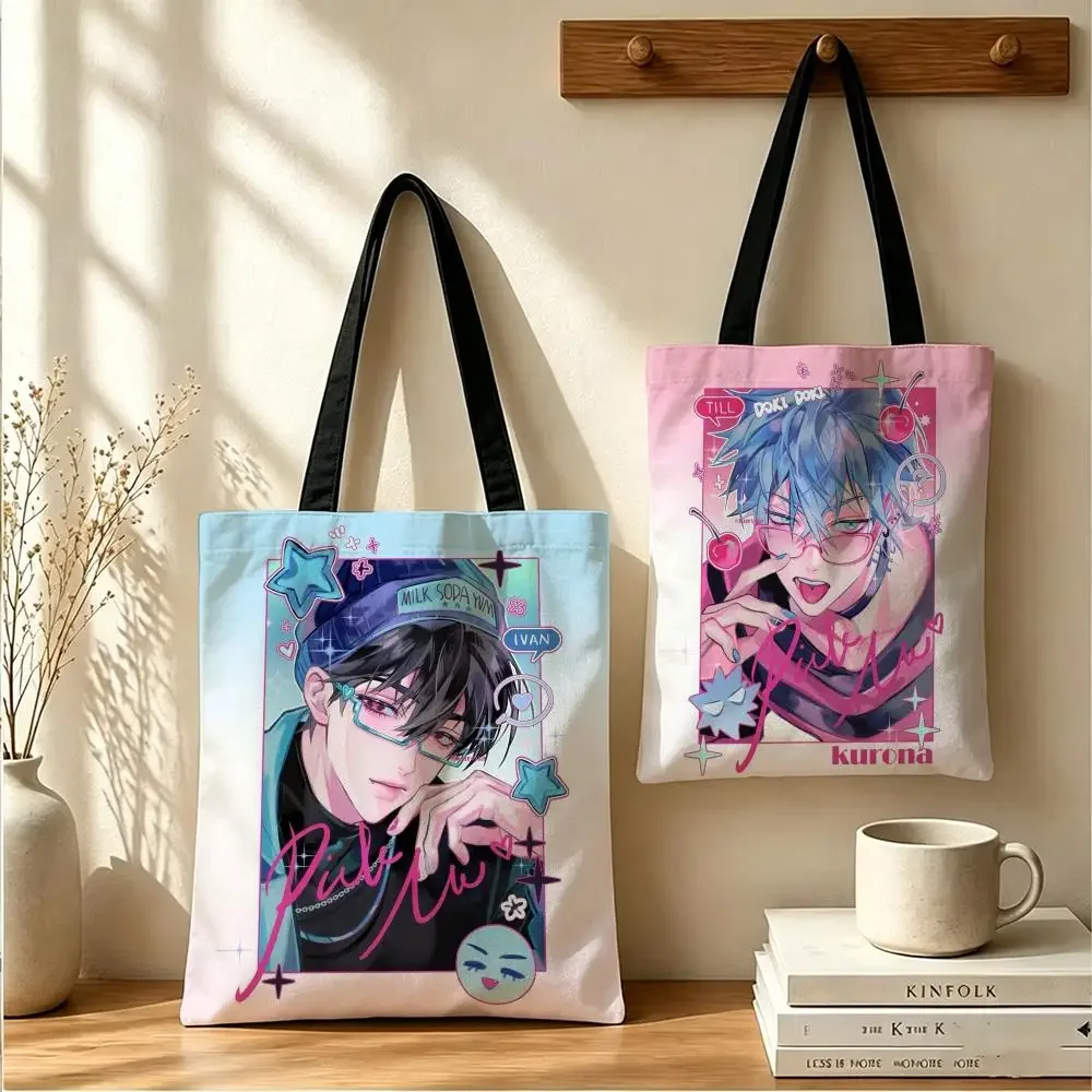 Anime A-Alien S-Stage Storage Bags Large Capacity Canvas Tote Bag Double-Sided Print Shoulder Handbag for Daily Shopping