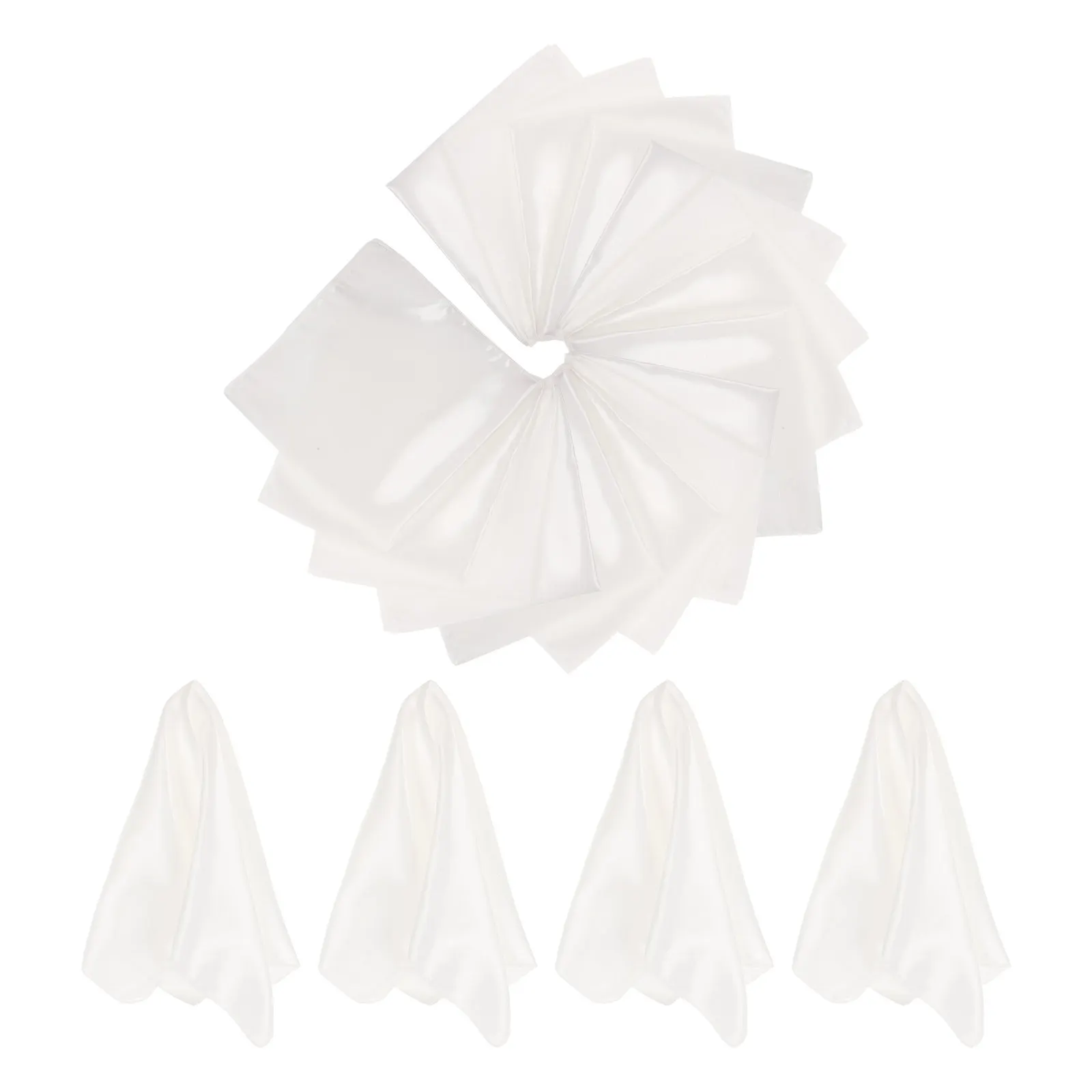 20Pcs Satin Cloth Napkins White Polyester Reusable Dinner Napkins Washable Wrinkle Resistant Banquet Wedding Party Table Decor
