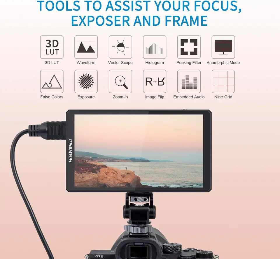 FEELWORLD CUT6S 6インチ 4K 3G-SDI/HDMI タッチスクリーン オンカメラ