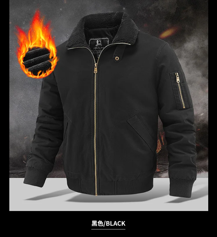 Mens New Thickened Fleece Lined Cotton Padded Jacket Winter Warm Coat For Middle Aged Elderly Men Casual Daily Thermal Male