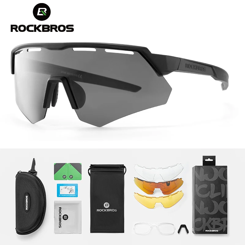 

ROCKBROS Bike Glasses Polarized Men Women Bicycle Glasses 4Lens MTB Road Cycling Eyewear Glasses With Myopia Frame Sunglasses