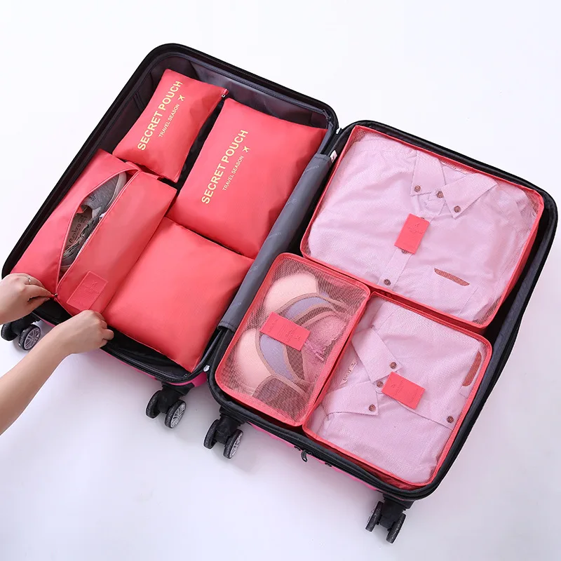 7Pcs/Set Travel Storage Bags Home Zipper Digital Data Cable Organizer For Clothes Shoe Luggage Packing Cube Suitcase Tidy Pouch