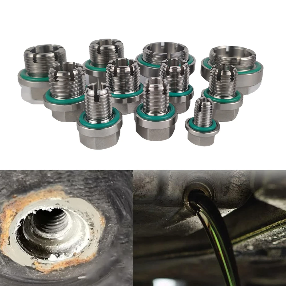M12/14/16/18/20/22/24/28 1/1.25/1.5/1.75 Olieaftapplug Oversize Piggyback Rvs Zelftappende Oliepan Draad Reparatie