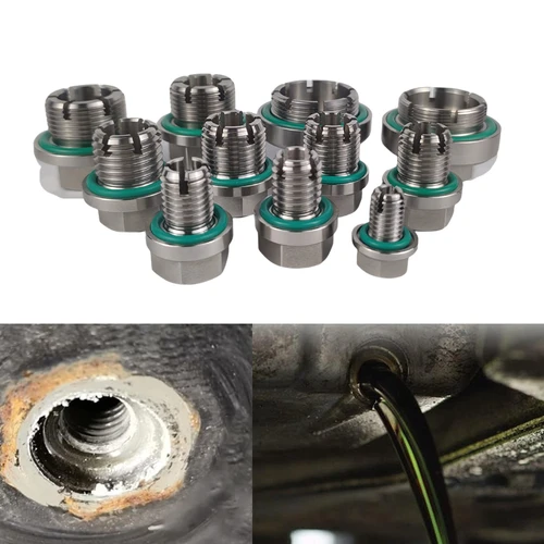 Imagen 1 del producto Tapón de drenaje de aceite M12/14/16/18/20/22/24/28 1/1, 25/1,5/1,75, reparación de rosca de cárter de aceite autorroscante de acero inoxidable de gran tamaño