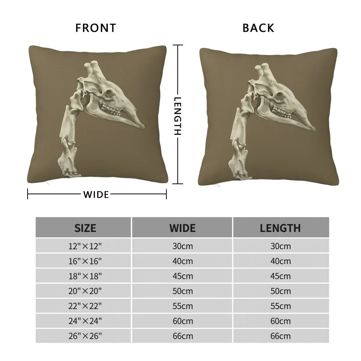 Giraffe Skull Skeleton Pillowcase Polyester Linen Velvet Printed Zip Decor Throw Pillow Case Home Cushion Cover Wholesale 45x45