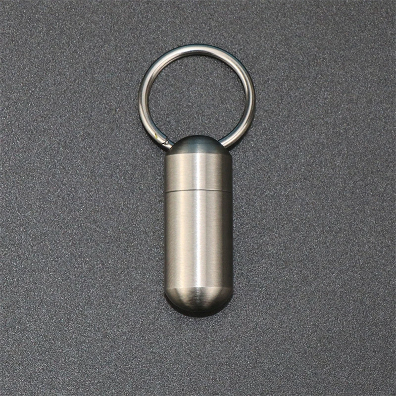 1Pcs Portable Waterproof Metal Capsule Box Mini Medicine Holder Keychain Stainless Steel Pill Case Mini Pill Holder