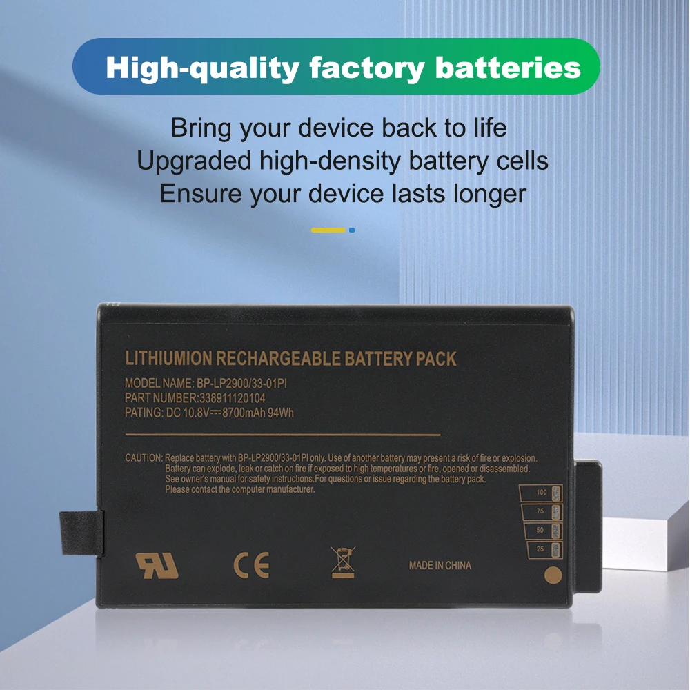 ETESBAY 10,8 V 8700 mAh BP-LP2900/33-01PI batterij voor Getac X500 V100 V1010 V200 M230 338911120104   BP-LC2600/33-01S1