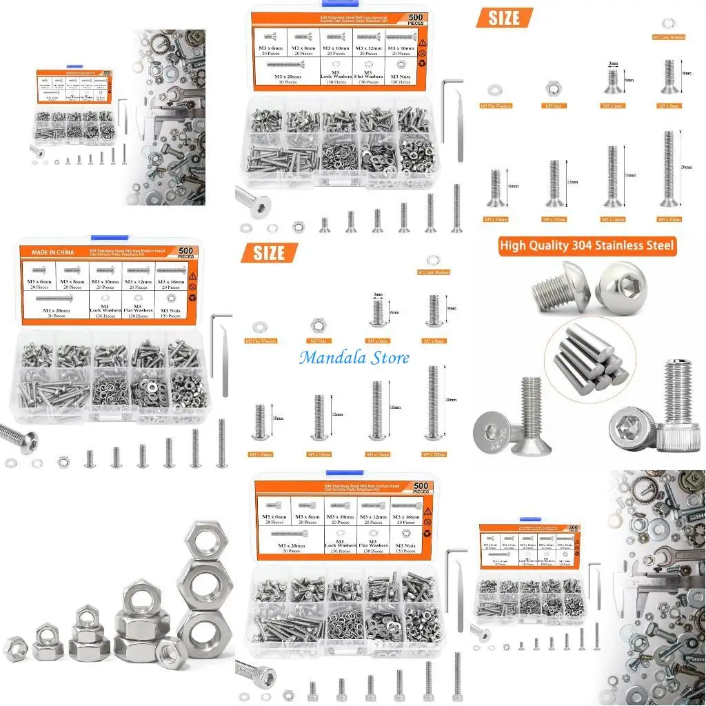 

U2JC Multifunction Screw Collection Large Screw Assortment Perfect for DIY & Repairs