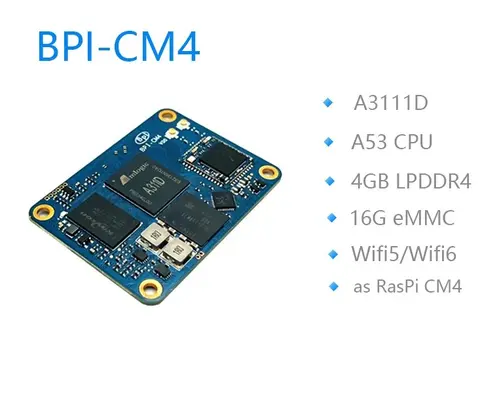 Banana Pi BPI-CM4 Amlogic A311D Quad Core ARM Cortex-A73 4G LPDDR4 16G eMMC Minipcie 26PIN Support HDMI Output Run Android Linux