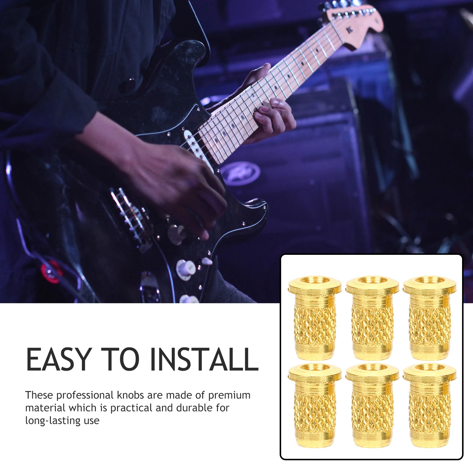 

6Pcs Durable Guitar String Ferrules Caps for Electric Guitar String Through Body Improve Sound and Playability