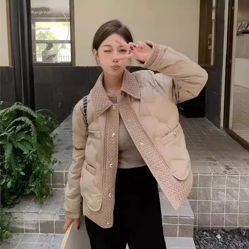 Lightweight Short down Jacket Black Slim Fit Collarless White Duck down No Wash Spring Autumn Winter Fashion Commute Style