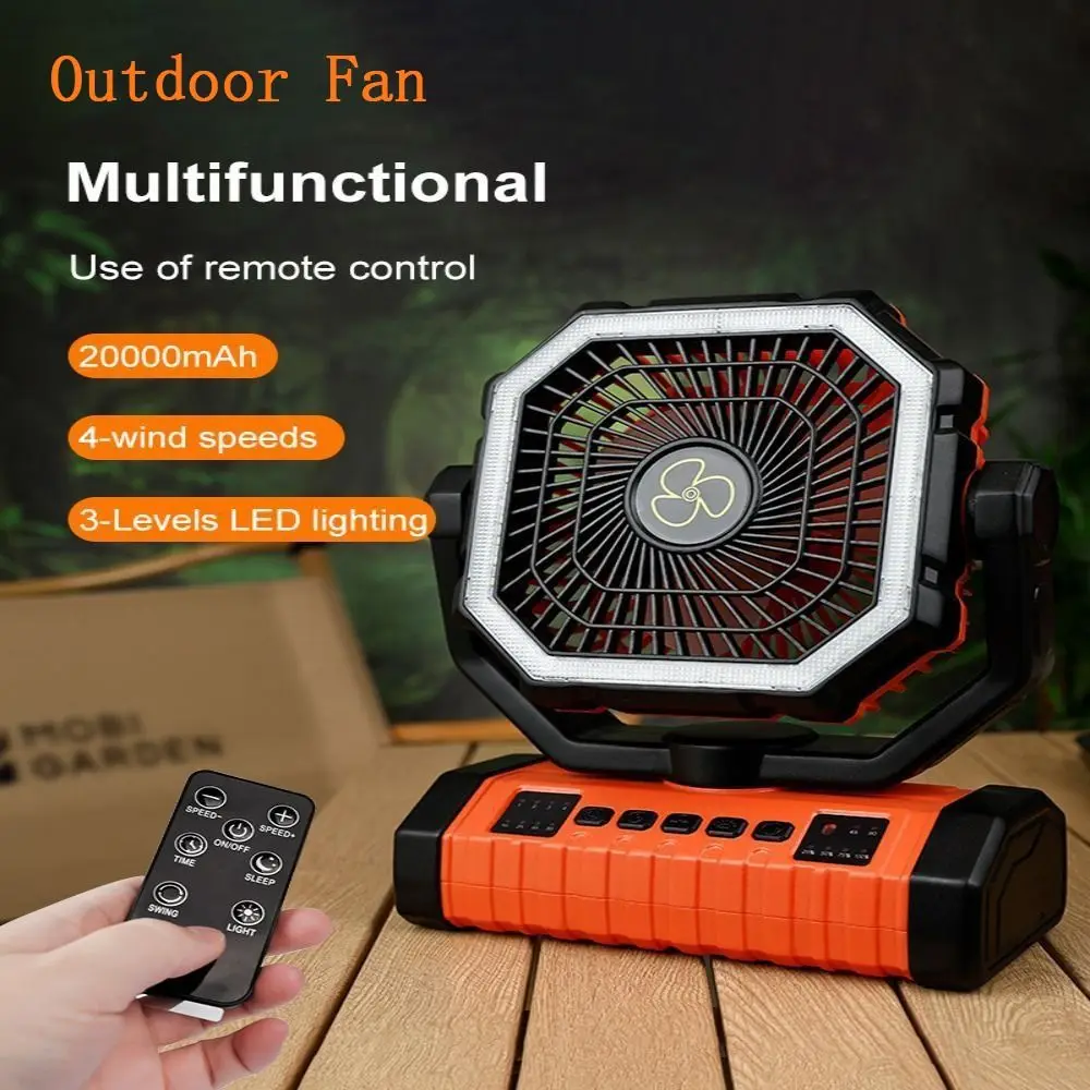 

Multi-functional Portable Camping Fan 20000mAh Rechargeable Outdoor Tent Fans with Hanging Hook Long-Lasting Battery Travel Fans