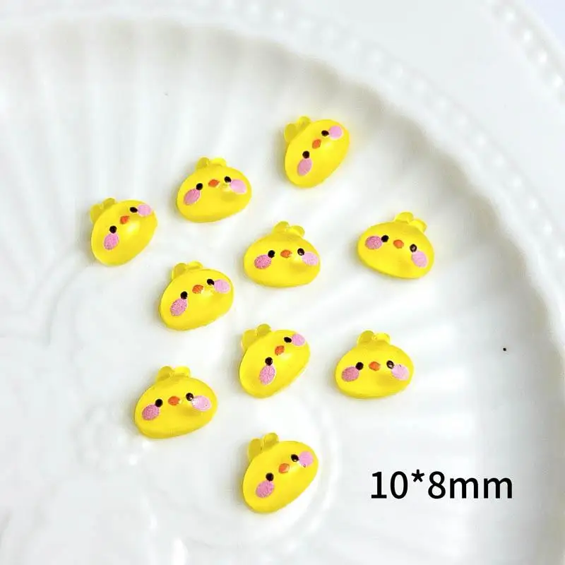 

Cute Yellow Chicken Head Resin Nail Charms Adorable Cartoon Powder Blusher Chick Nail Art Decorations for DIY Nails Ornaments