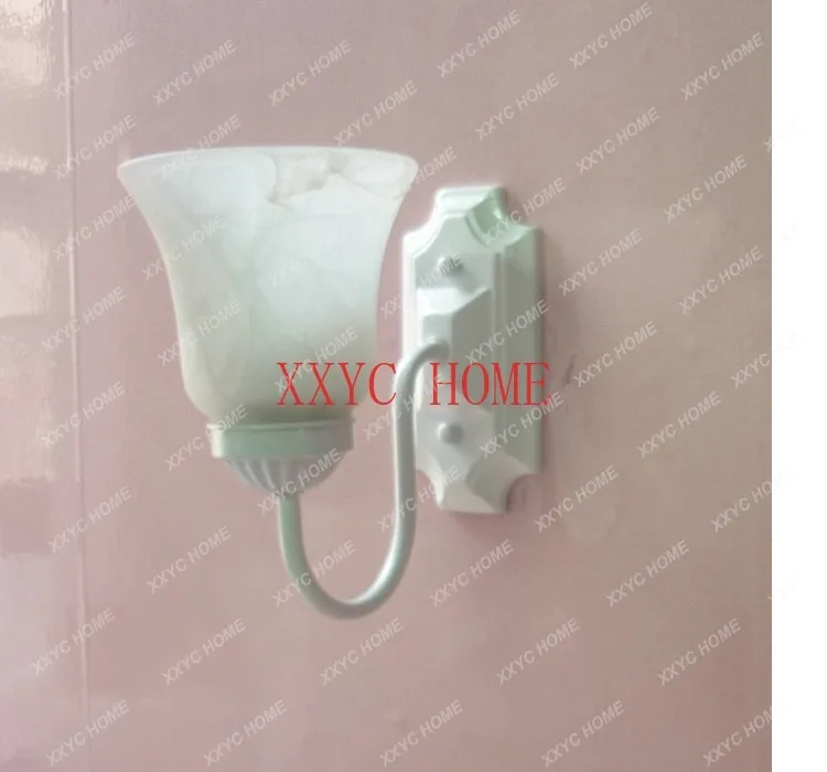 European style single head wall lamp, glass lampshade, bedside mirror, front corridor