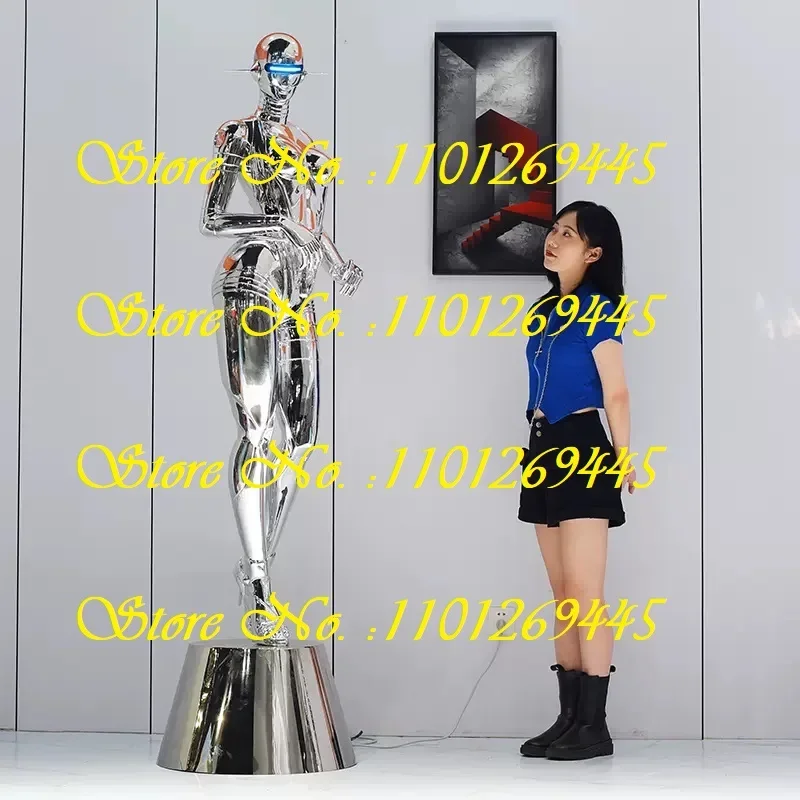 Goddess Sculpture Ornament Future Mechanical Ji Art Figure Model Large Floor Lamp Bar KTV Decoration Height 2.07M