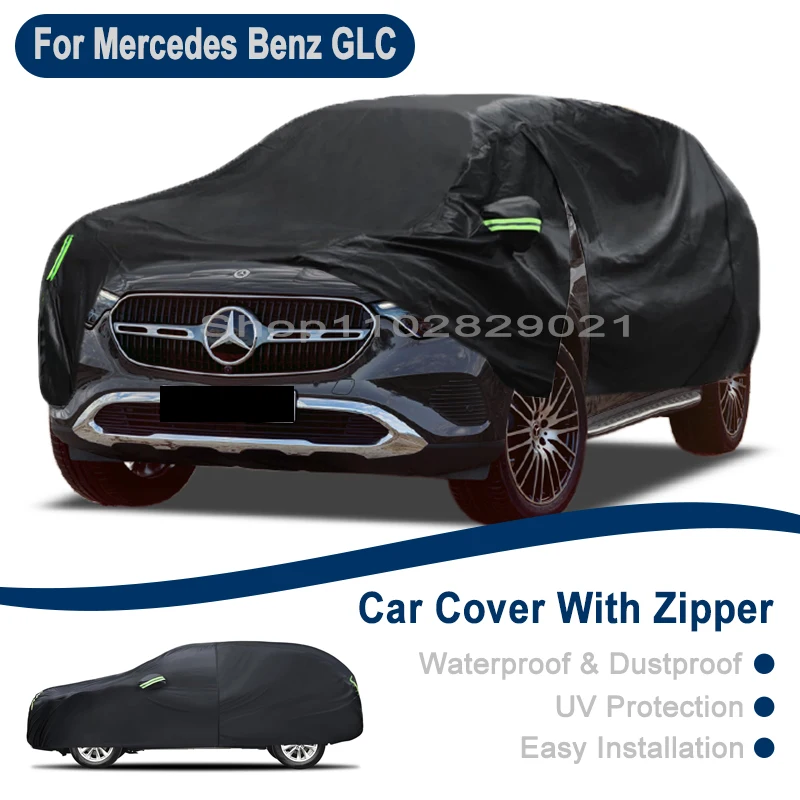 

Outdoor Full Vehicle Cover For Benz GLC X253 X254 43 63 - Side Zipper Design, Waterproof Dustproof Sun Protection Car Cover