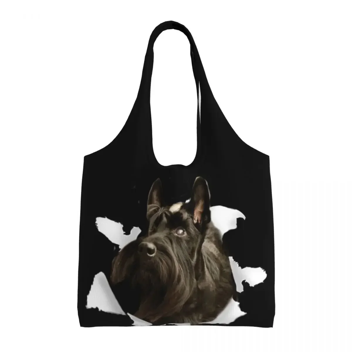 Custom Scottish Terrier Dog Canvas Shopping Bags Women Durable Large Capacity Grocery Scottie Tote Shopper Bags Handbags Gifts