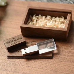 SHANDIAN-memoria USB 2,0 de madera de cristal, Pendrive, 8GB, 16GB, 32GB, 64GB, regalo de boda