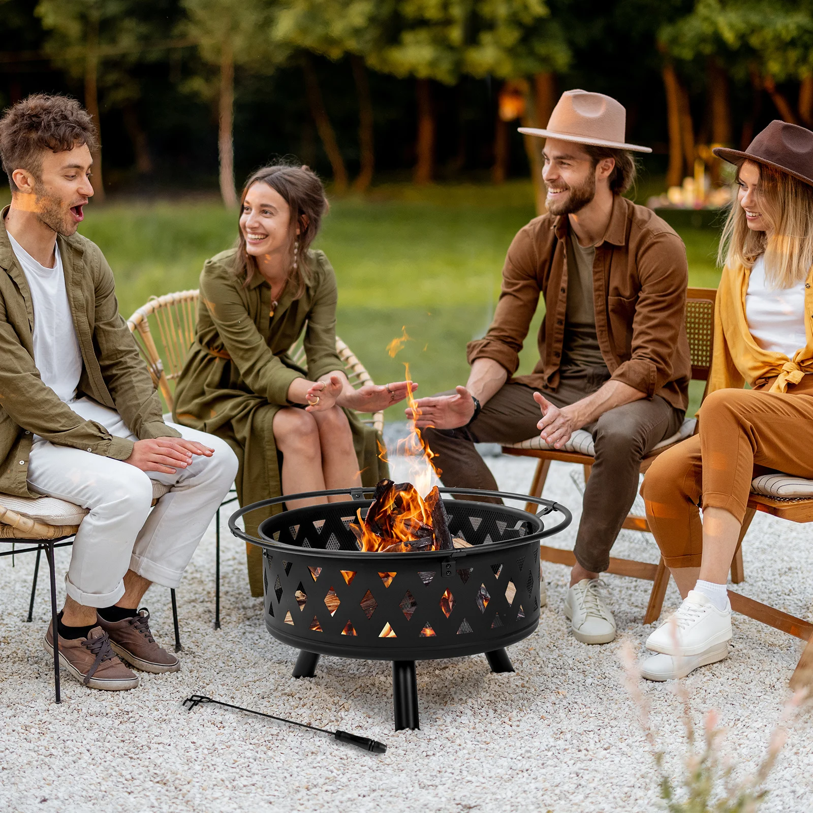 Outdoor small stove, family gathering small brazier, portable stove with lid