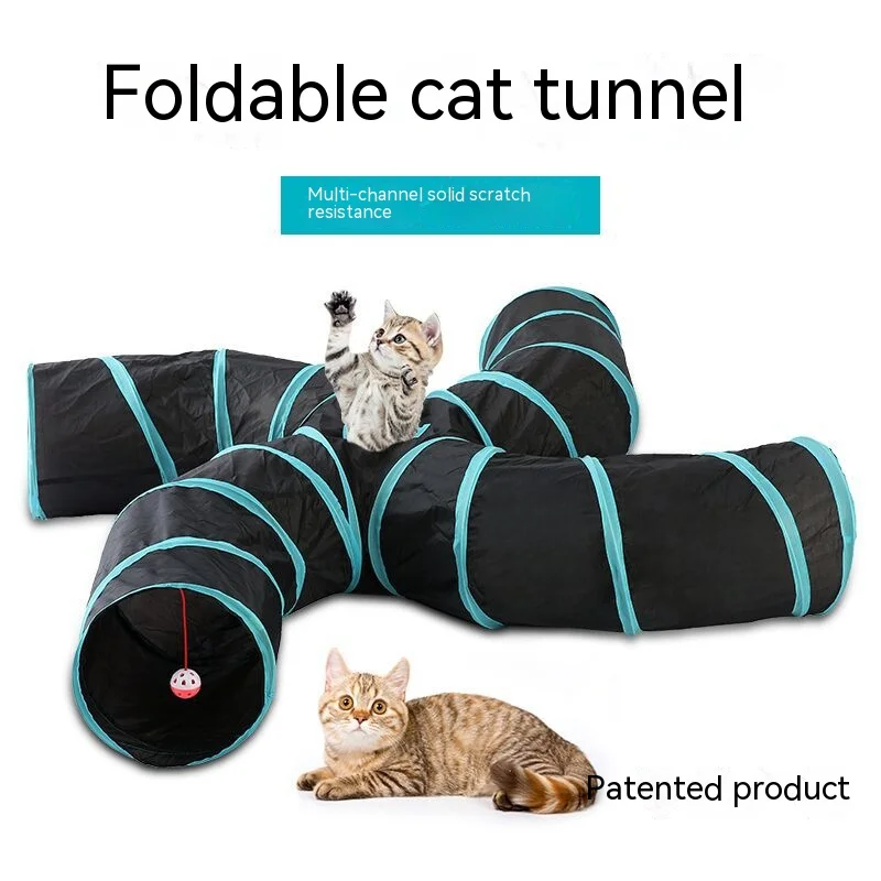 Cat Tube Tunnel Pet Hole Toy Foldable Cat Four-Way Tunnel Pet Cat Channel Cat Tent S-Type Cat Four-Way Spiral S Four-Way