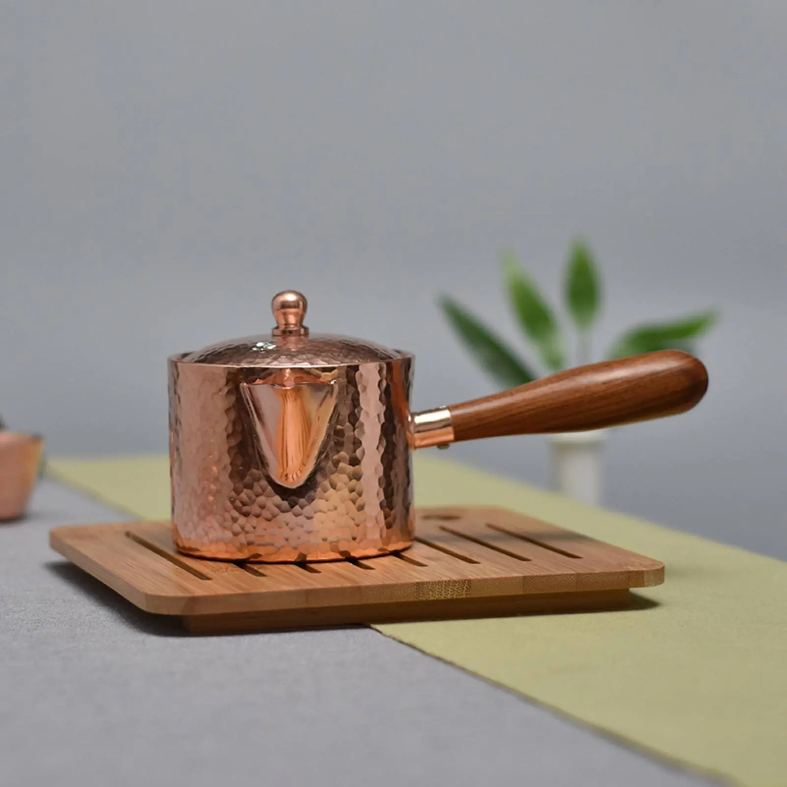 

Hammered Copper Teapot Handmade Authentic Copper Infused Beverage Brewer Wooden Handle Infused Beverage Pot Uncoated Interior