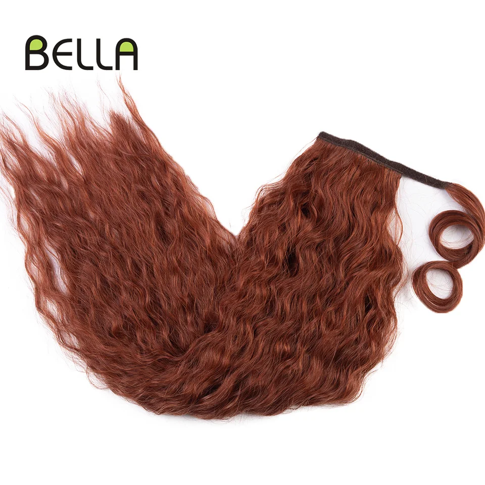 Bella-extensiones de cola de caballo de cabello rizado sintético para mujer, 30 pulgadas, Clip de cola de caballo larga y rizada, envoltura alrededor