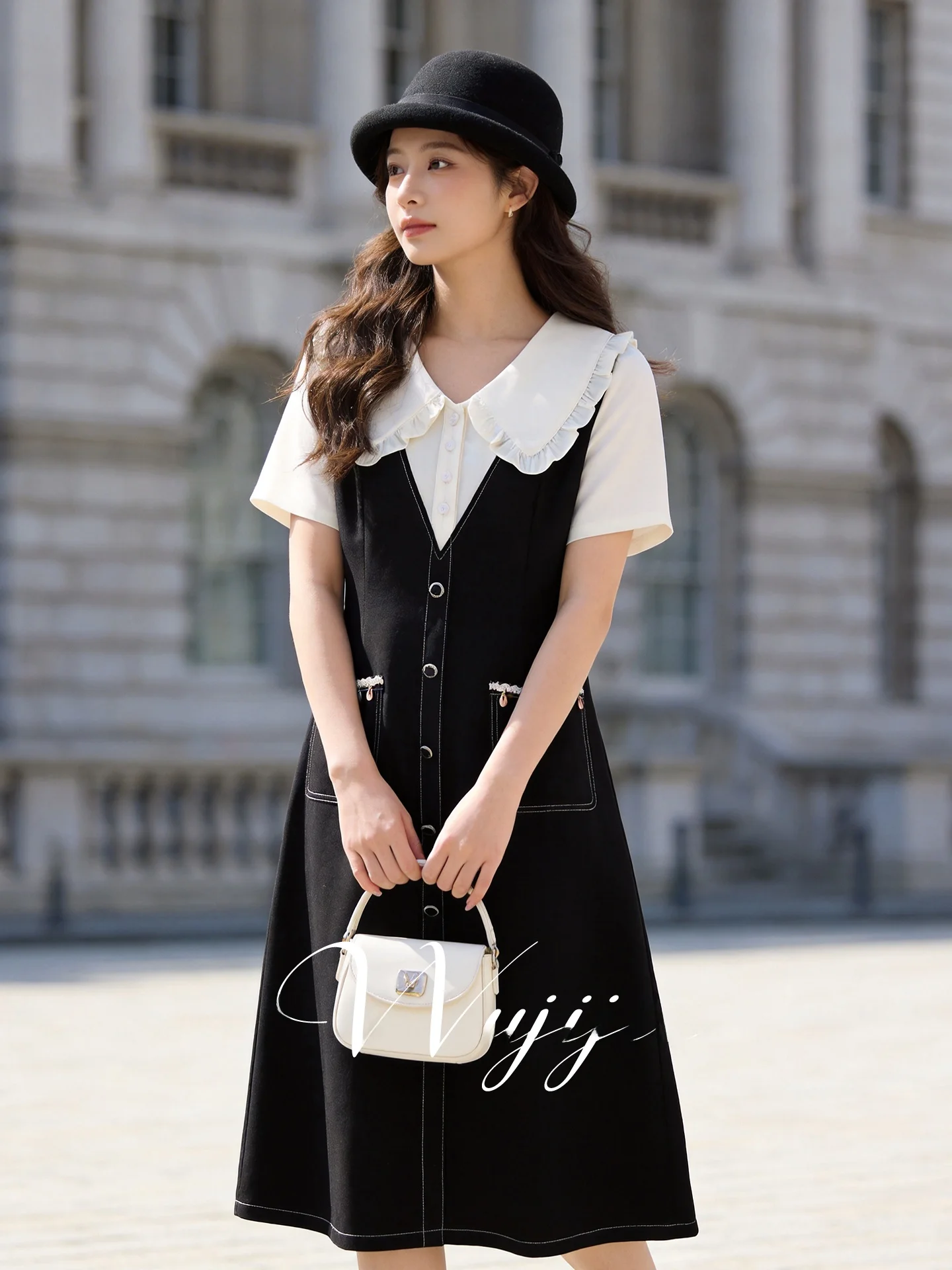

Slimming plus Size Dress Women's Fashionable Summer New Style Doll Collar College Style Anti-aging Dress Commute Style Standa...