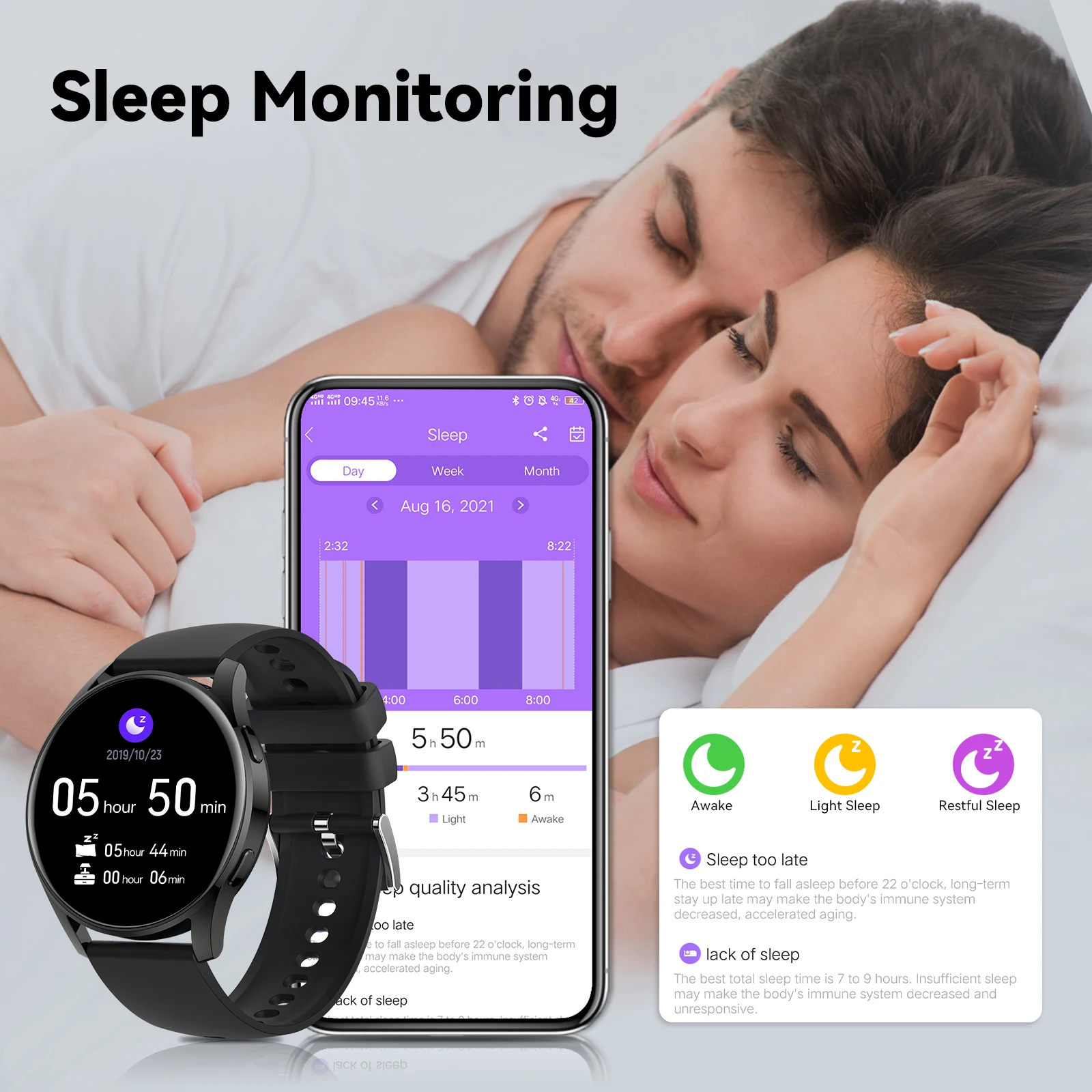 LaNikar New Smart Watch Men Blood Pressure Waterproof Sports watch Blood pressure Sleep Monitoring Fitness tracker Gift forWomen