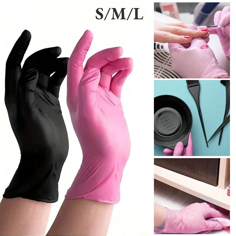 

20/50Pcs Disposable Nitrile Gloves, Latex Free for Nail Manicure Hairdressing Tattoo Preparation and Salon Cleaning Tools