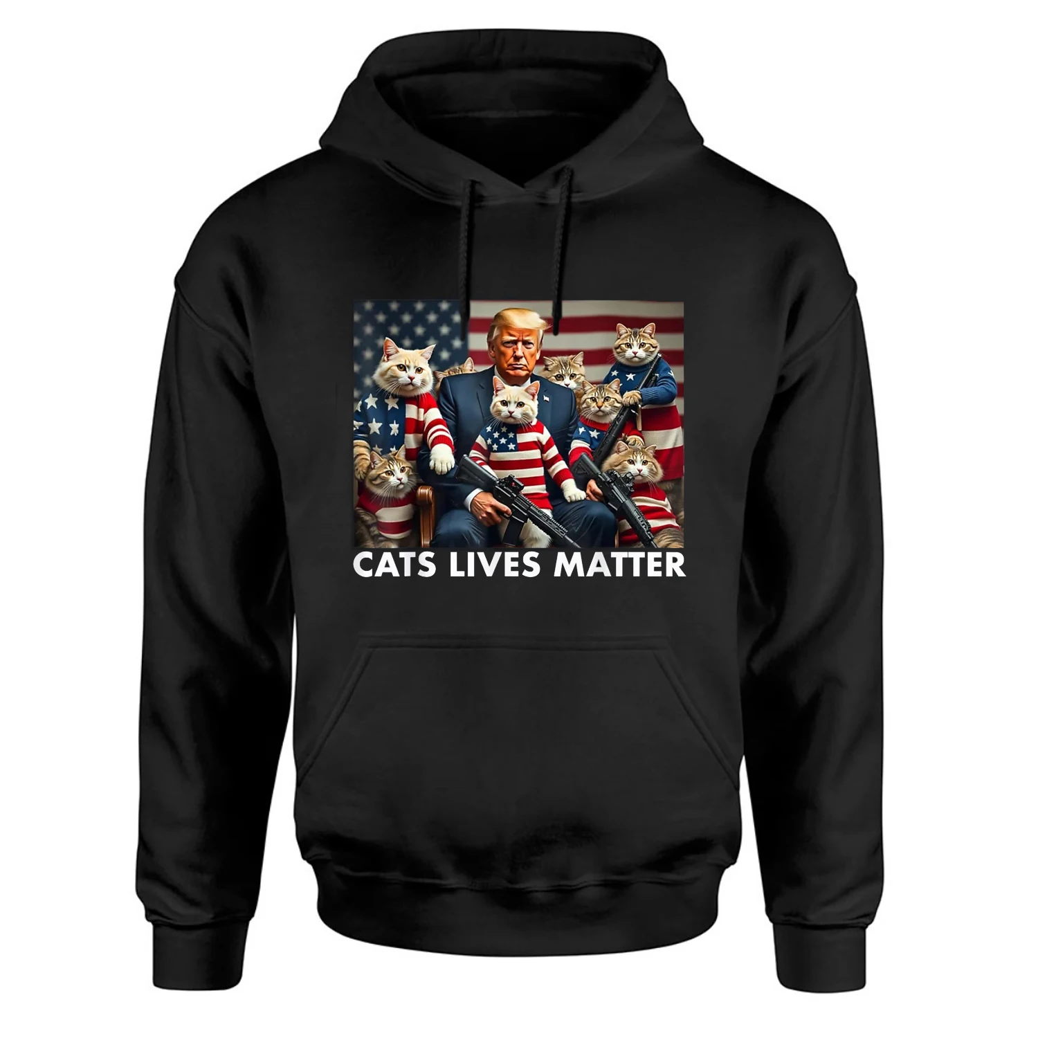 Cats Lives Matter - Funny Trump 2024 Cat MAGA Pullover Hoodie New 100% Cotton Comfortable Casual Mens Sweatshirt Streetwear