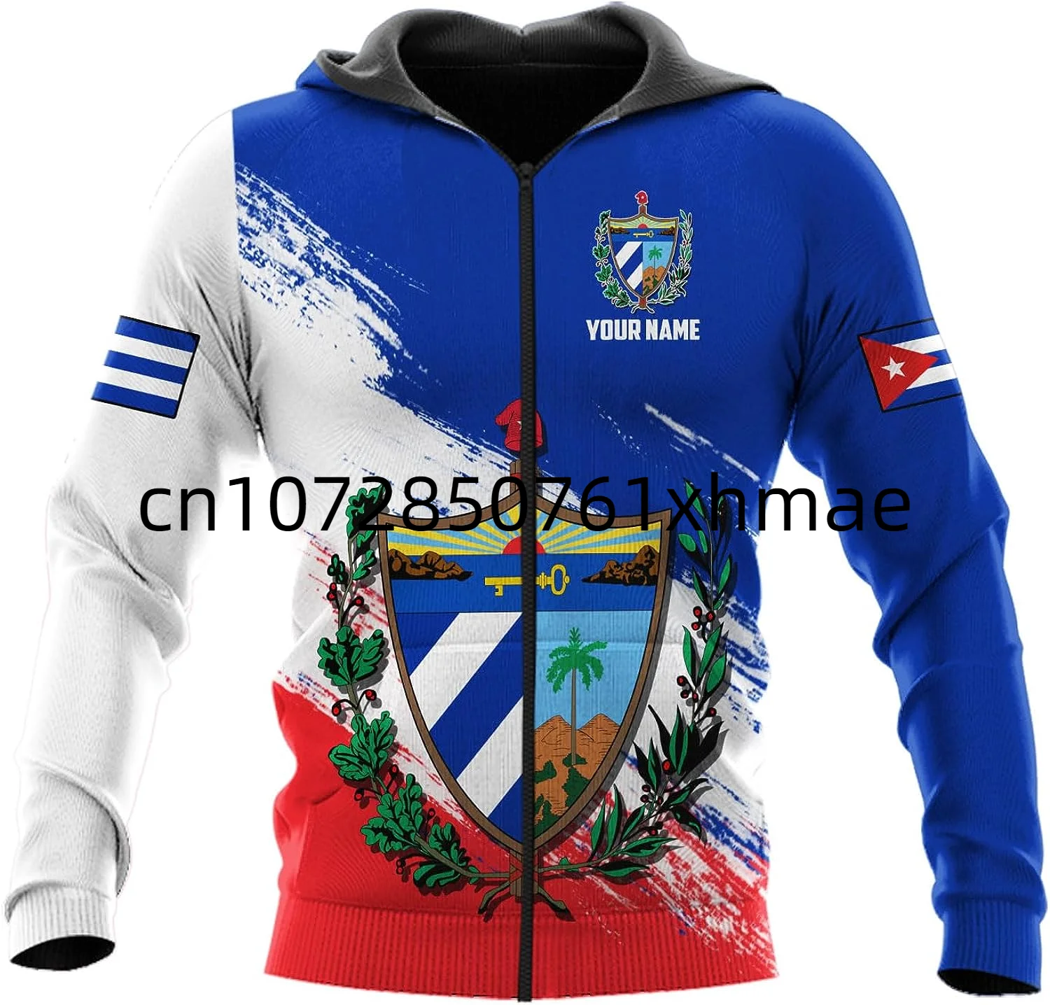 Custom Name Cuba Flag Badge 3D Hoodie Men's Women's Casual Hoodie Oversized Zip Hoodie Spring Fashion Harajuku Street Sweatshirt