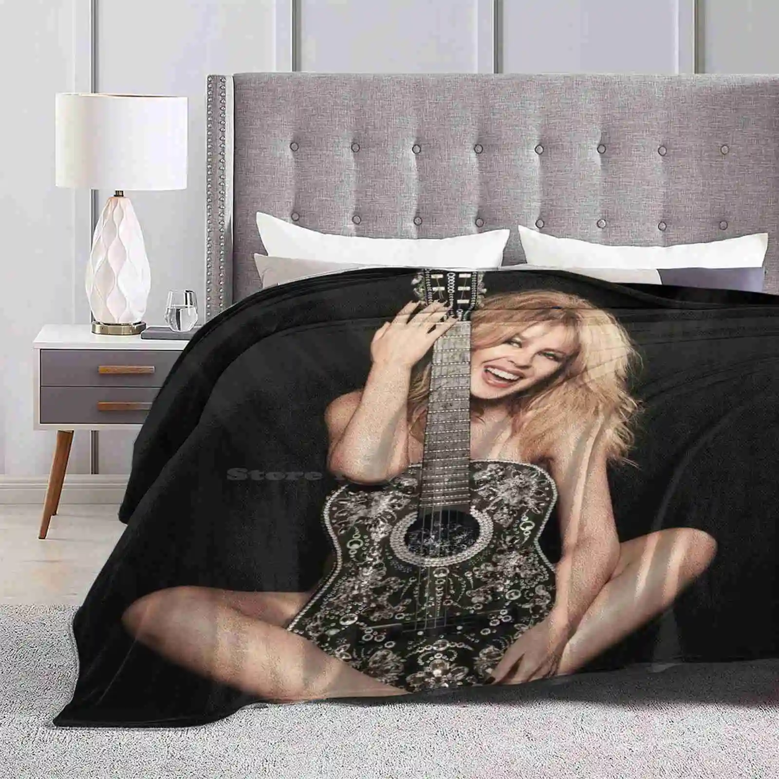 Kylie-#Golden Blanket Soft Warm Travel Portable Blanket Kylie Golden Tour Minogue Jenner Black Guitar Country Icon Music Pop