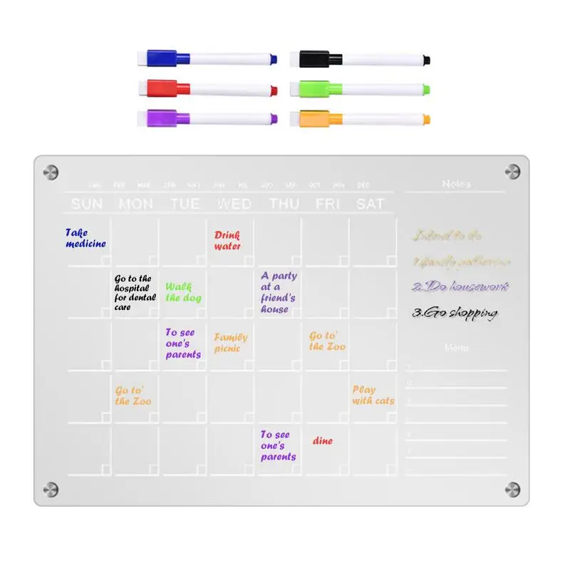 Clear Monthly Planner Erasable Clear Acrylic Note Board Clear Acrylic Note Board Whiteboard For Refrigerator Clear Weekly