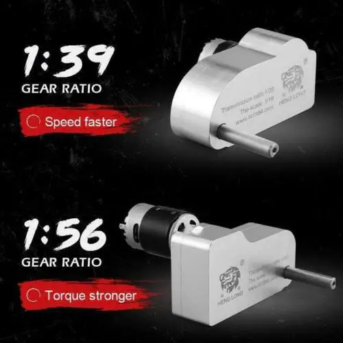 1/16 HENG LONG CNC 1:39 Transmission Ratio ML49mm Steel Gearbox for RC Tank TH08565-SMT4