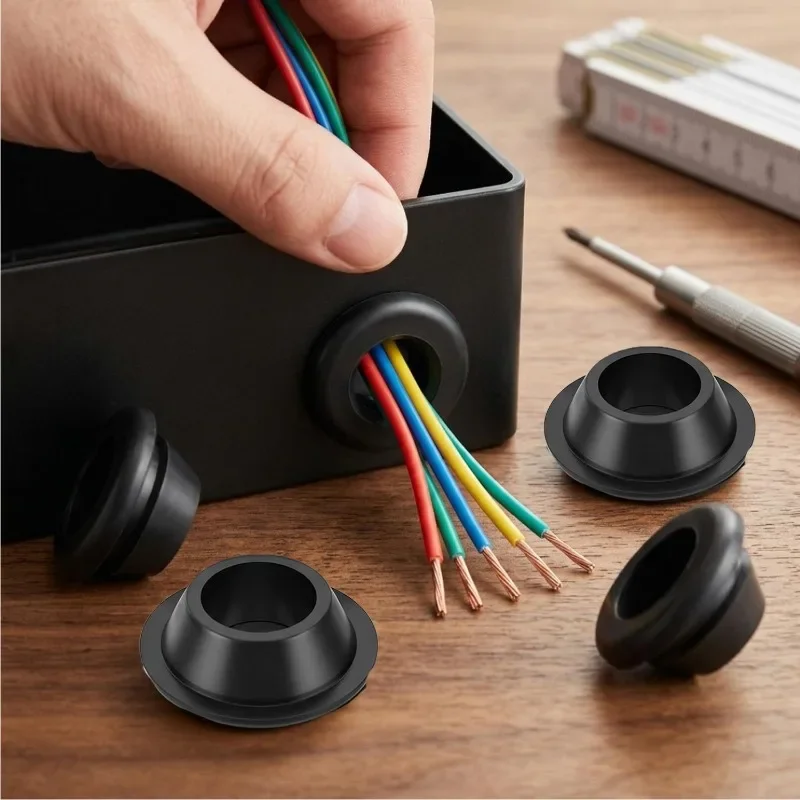 Rubber Grommet Kit Multi-size Wire Hole Protector Seal Ring For Electrical Box Cable Wiring Insulation Cable Protectors Sleeves
