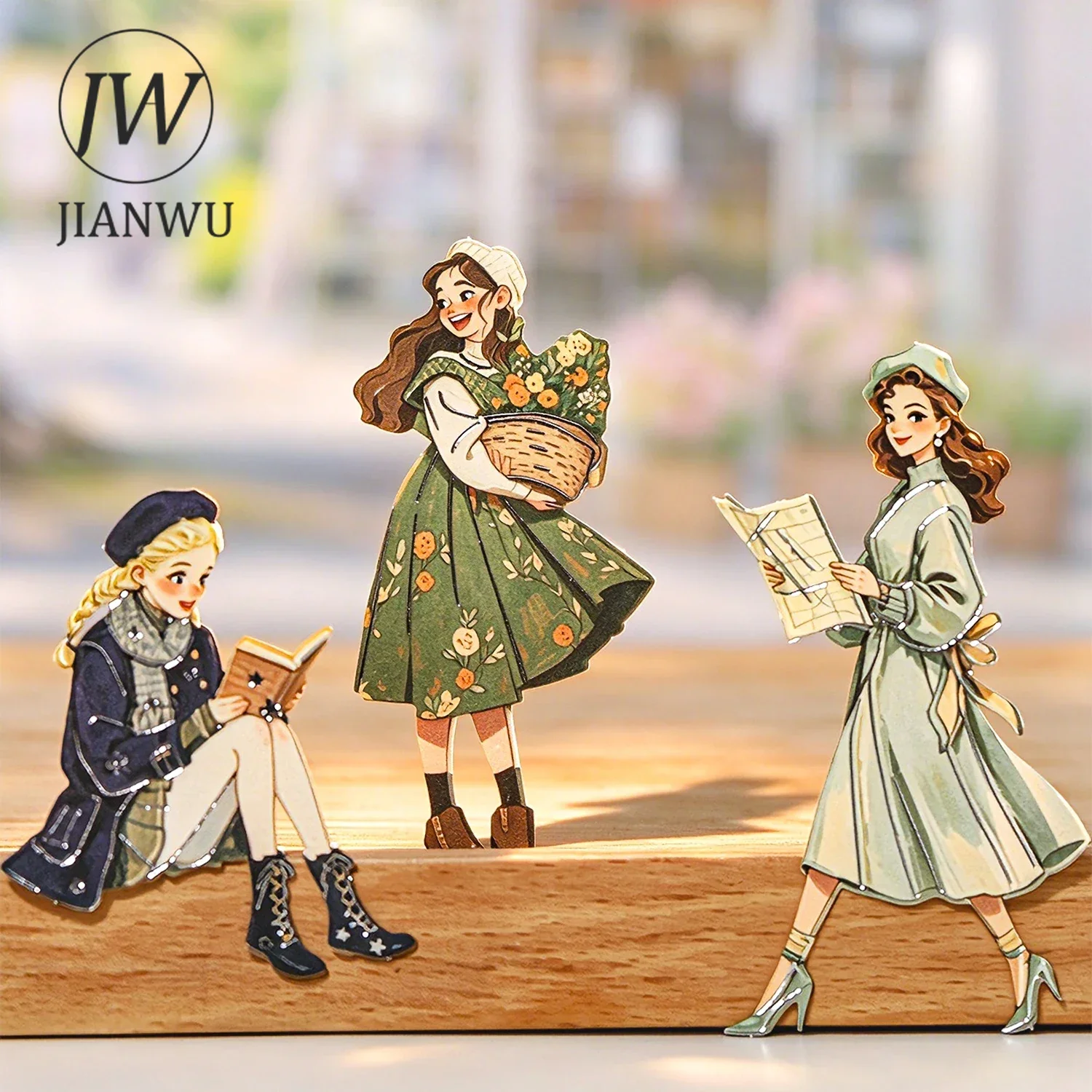 JIANWU Vintage Character Landscape Material Collage Scrapbooking Sticker Creative DIY Journal Stationery - view 3