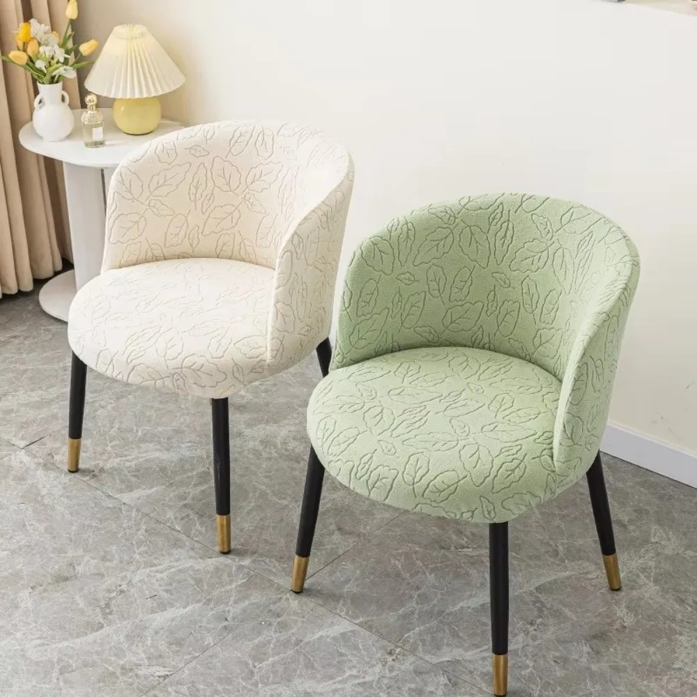 Nordic Elastic Curved Armchair Arc-Shaped Dustproof Seat Cover 3D Jacquard Dining Chair Slipcover For Home Living Room