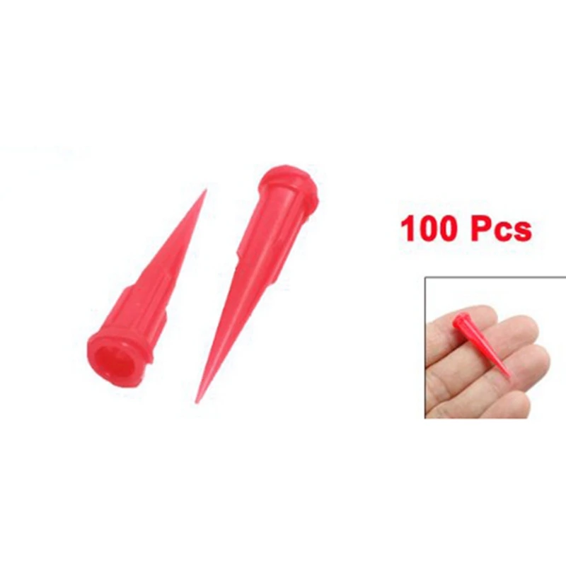 200X Plastic Tapered Pinhead Glue Dispenser Needle, 25 Gauge, 0.26Mm Opening Size, Red