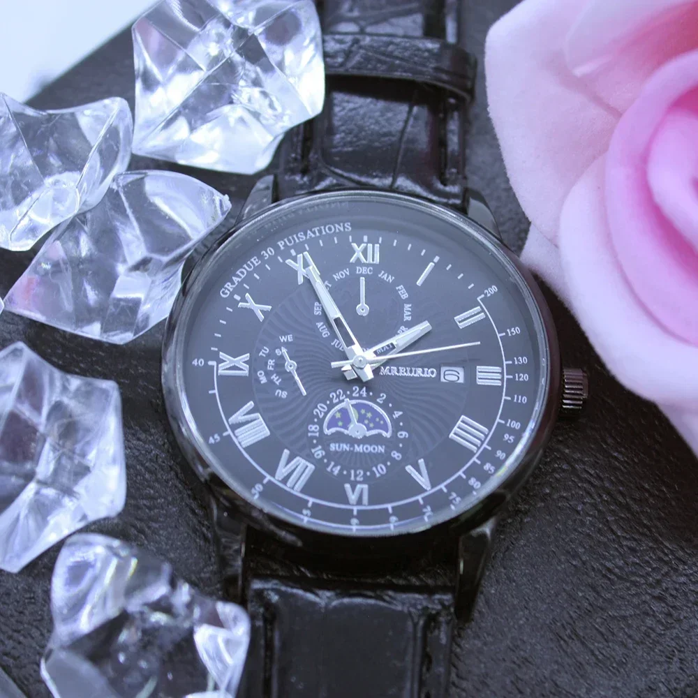 ساعة كوارتز بسيطة وأنيقة مع حزام تقويم ، سوار متعدد الوظائف ، إكسسوارات للطلاب المراهقين ، مجموعة 5 *