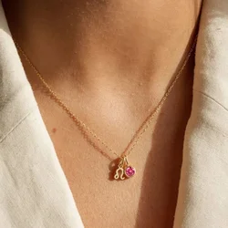 Stainless Steel women Birthstone Constellation 2pcs Pendant Necklace 12 Zirconia DIY Necklace Birthday charms Jewelry 2025