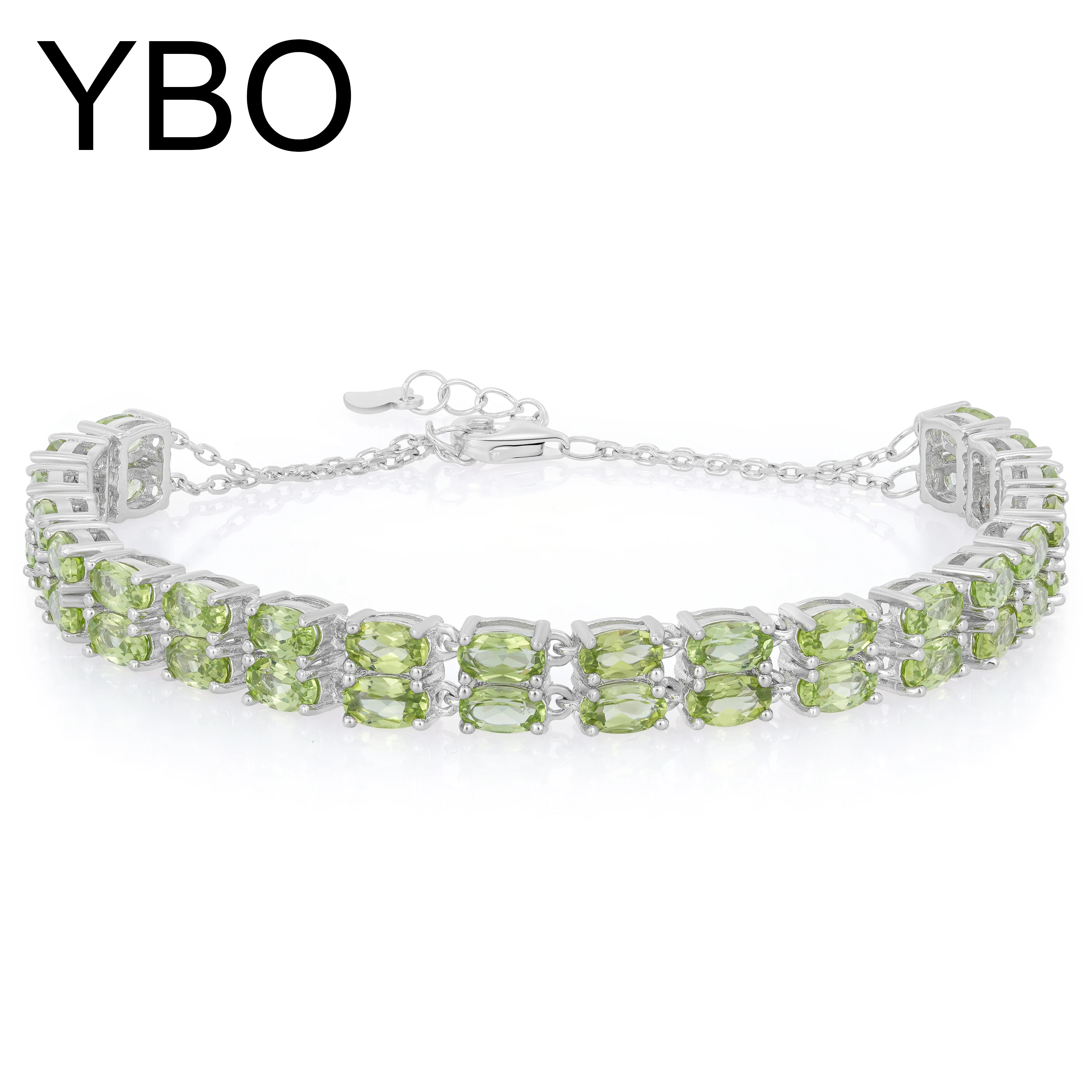 

YBO Fashion Women Tennis Bracelets Natural Peridot Gemstone Bangle Luxury 925 Sterling Silver Jewelry Party Wedding Fine Jewels