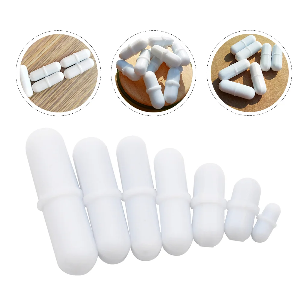 

7 Pcs Magnetic Stirrer Stirring Bar Magnets Blenders Electromagnetic Bars White PTFE Material