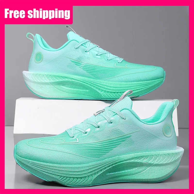 

Спортивная обувь для пар, легкие противоскользящие кроссовки для марафона и тренировок, дышащие сетчатые кроссовки на шнуровке, повседневная спортивная обувь с амортизацией.