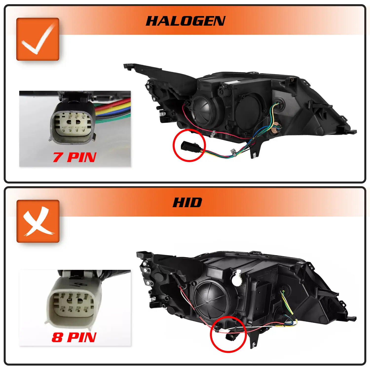 Halogen Headlamp Left+Right 14-20 For 2014-2020 Chevy Impala Black Headlights