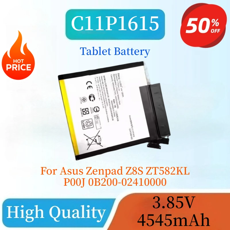 100% New Tablet Battery C11P1615 3.85V 4545mAh For Asus Zenpad Z8S ZT582KL P00J 0B200-02410000 High Quality